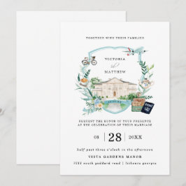 Convite Mansão Chateau Elegante | Crista de Casamento de V