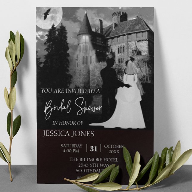 Convite Mansão de Halloween do Chá de panela Elegante outu (Criador carregado)