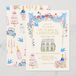Convite Mansão Francesa Castelo de Casamento Caprichoso