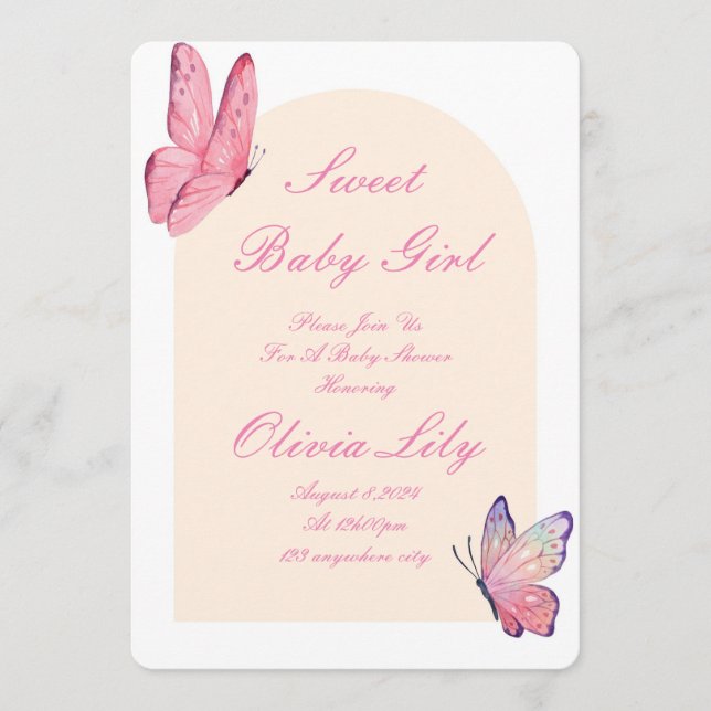 CONVITE MANTEIGA DE PINCO AZUL ELEGANTE CHÁ DE GAROTA (Frente)