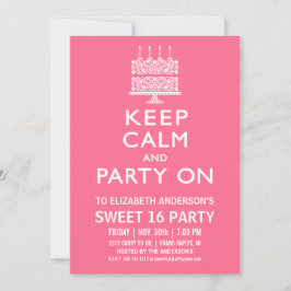 Convite Mantenha a calma e a festa no doce aniversário de
