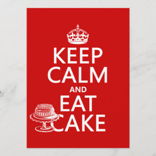 Convite Mantenha a calma e coma o bolo