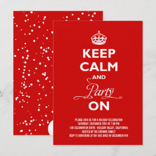 Convite Mantenha a Calma E Continue a Festa na Véspera de 