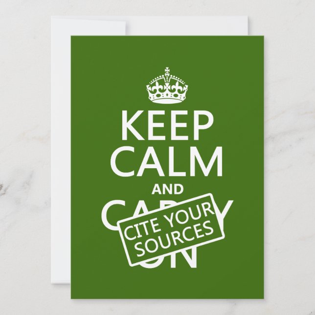 Convite Mantenha a calma e mencione suas fontes (em alguma (Frente)