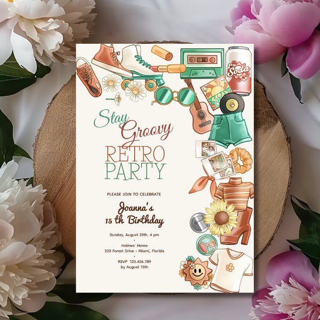 Convite Mantenha a festa de aniversário retrô ranhosa (Criador carregado)