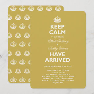 Convite Mantenha Calma, Gêmeos Engraçados, Bebê, e veja