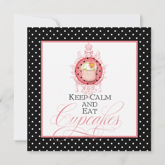 Convite Mantenha calmo & coma cupcakes - partido dezesseis (Frente)