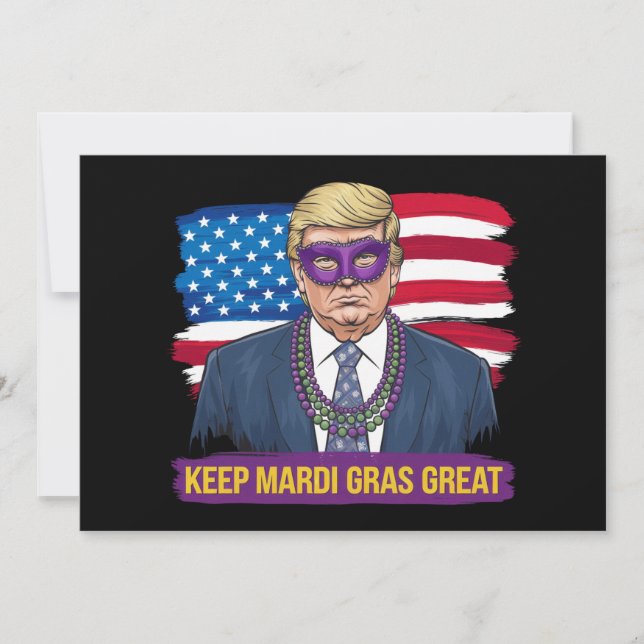 Convite Mantenha Mardi Gras Excelente Engraçado Trump Mard (Frente)