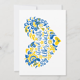 Convite Mantenha-se firme com a Ucrânia, com as letras e o