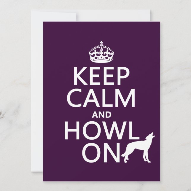 Convite Manter Calma e Howl On (lobos) (qualquer cor) (Frente)