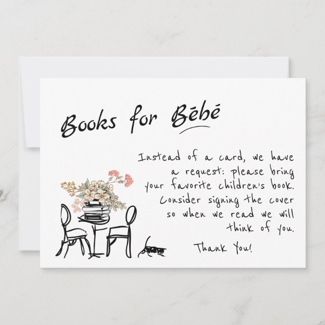 Convite Manuscrito Bonjour Bebe Livros Franceses para Baby (Frente)