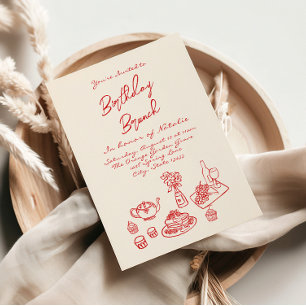 Convite Manuscrito Desenho Simples Quirky Birthday Brunch