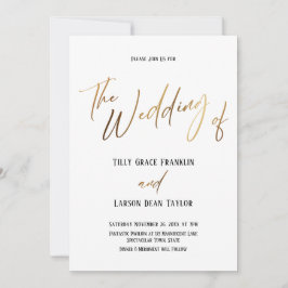 Convite Manuscrito Dourado Simples O Casamento De