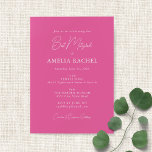 Convite Manuscrito Minimalista - Bat Moderno Mitzvah, Cor-<br><div class="desc">Convite Mitzvah para Bat Moderno,  Rosa Quente,  com Script Minimalista Personalizado</div>