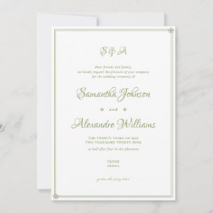 Convite Manuscrito Minimalista da Cerimônia de Casamento d