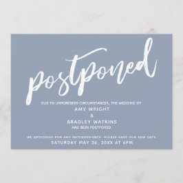 Convite Manuscrito Moderno Adiado Casamento Dusty Azul