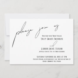 Convite Manuscrito Moderno Simples Por Favor Junte-Se A Nó