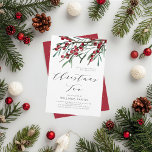 Convite Manuscrito Moderno Winter Berries Christmas Tea<br><div class="desc">Convide seus amigos e entes queridos para um janto de feriados fantástico e uma festa com este convite elegante moderno,  que inclui amoras aquáticas de inverno,  caules de folha botânica e letras sofisticadas de roteiro para a "Festa de Natal".</div>