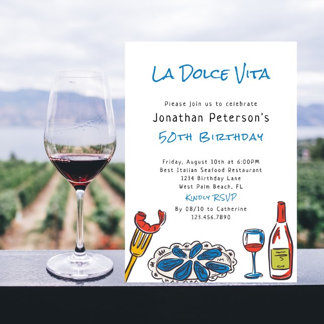 Convite Manuscrito Vinho De Marisco Italiano 50.o Aniversá (Criador carregado)