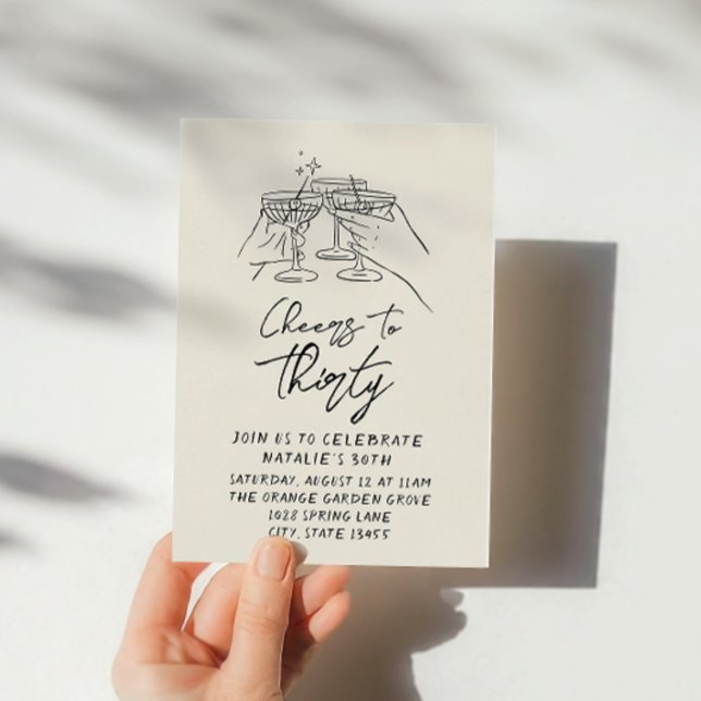 Convite Mão 30 desenhou Felicidades Para Trinta Anos Retro (Criador carregado)