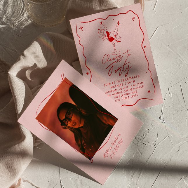 Convite Mão Arrastou Cheios Para Quarenta aniversário de 4 (Criador carregado)