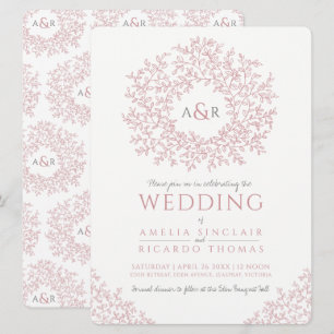 Convite Mão branca cor-de-rosa empoeirada casamento tirad