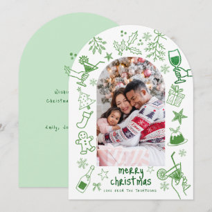 Convite Mão branca desenhada Foto Feliz Arco de Natal