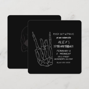 Convite Mão de Esqueleto Estrela do Rock Festa de Aniversá