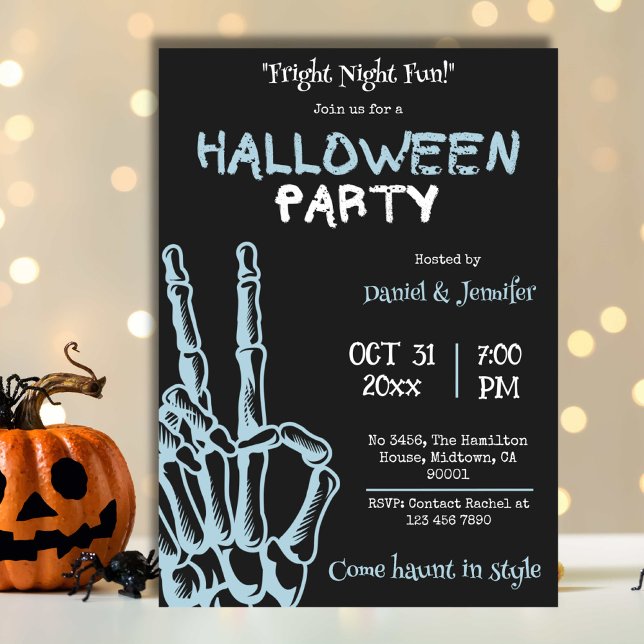 Convite Mão de Esqueleto Noite de Terror Festa de Hallowee (Criador carregado)