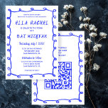 Convite Mão de Loops Mensais Desenhada Personalizada Bat M<br><div class="desc">Cartão perfeito para anunciar um morcego mitzvah, bar mitzvah ou outra celebração judaica! A mão fez uma armação de pinceladas bagunçadas para você no lado da frente! TOTALMENTE PERSONALIZÁVEL! Clique em "Personalizar" acima para editar o texto e adicionar seu link ao código QR. Clique em "editar usando a ferramenta design"...</div>