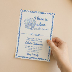 Convite Mão Desenhada Azul No Chá de fraldas Do Garoto For