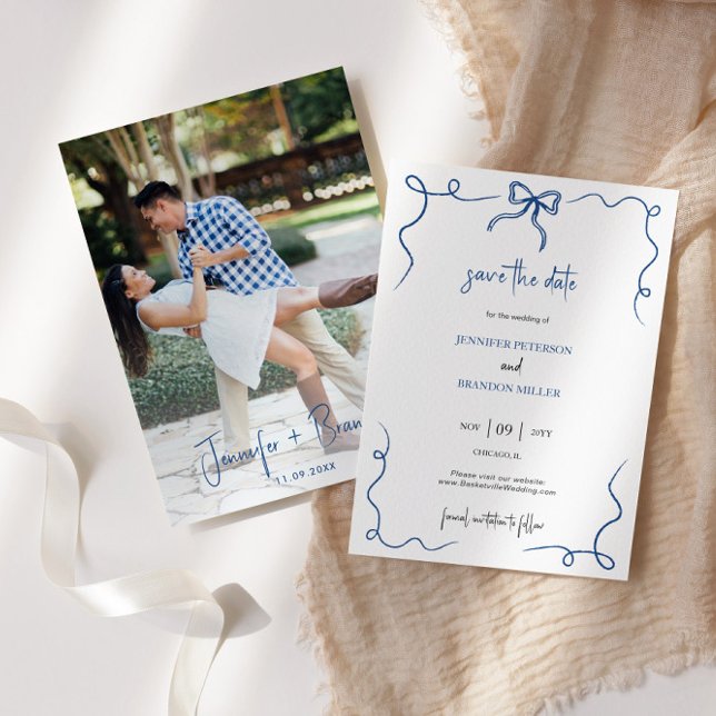 Convite Mão Desenhada Diversão Francês Salvar a Data Foto (Criador carregado)