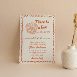 Convite Mão Desenhada Laranja No Chá de fraldas Forno