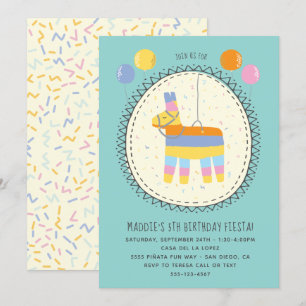 Convite Mão desenhada Piñata Mexicana Fiesta Festa de aniv