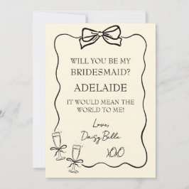 Convite Mão Desenhada Proposta de Bridesmaid Amarelo