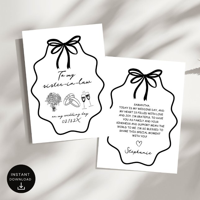 Convite Mão Desenhou Arco Para Minha Irmã em Direito No Me (Criador carregado)