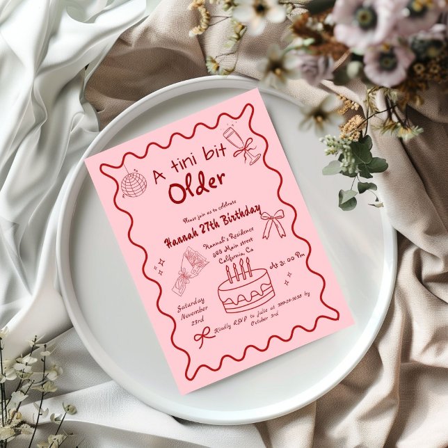 Convite Mão Desenhou Um Tini Bit Antigo Martini Aniversári (Criador carregado)