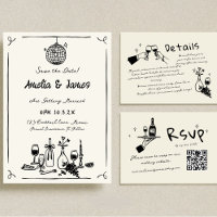 Mão Diversão Desenhada Salve a data Casamento Quir