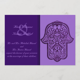 Convite Mão do Henna de Hamsa (roxo) (casamento)