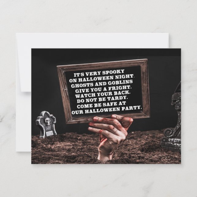 Convite Mão do Morto Bloody Text Halloween Party (Frente)