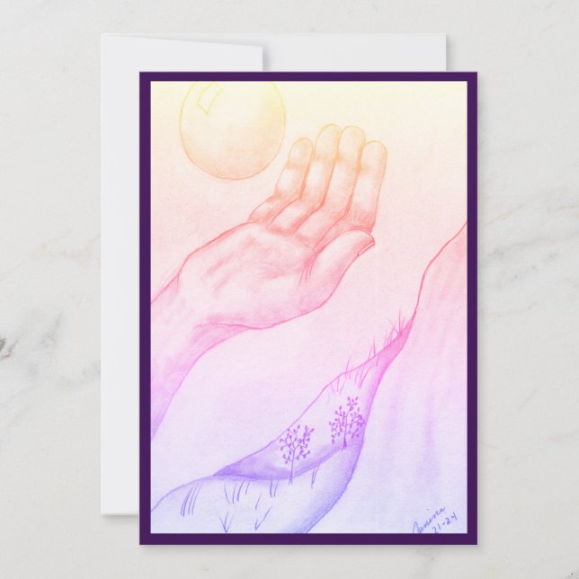 Convite Mão e Spere? - Púrpura plana (Frente)