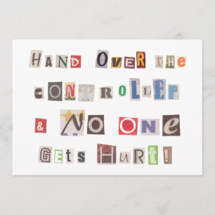 Convite Mão Engraçada Sobre a Colagem de Notas de resgat