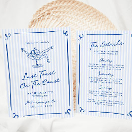 Convite Mão Espanhola Desenhada Azul Último Fim de Semana