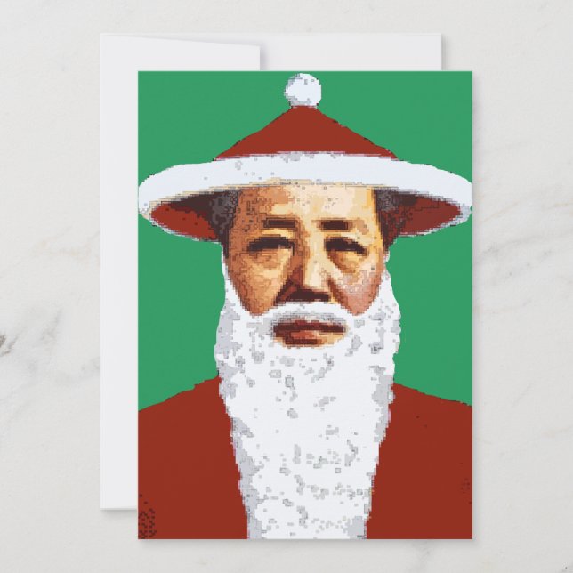 Convite Mao Felry Natal Chinês Pop Art Papai Noel (Frente)