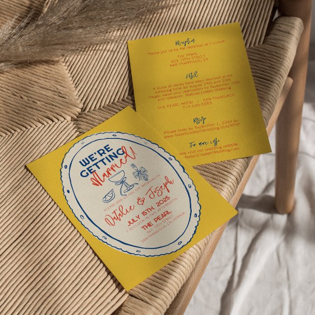 Convite Mão Ilustrada Colorida Desenhada Tudo Em Um Casame (Criador carregado)