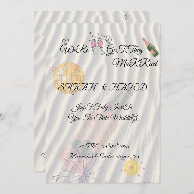 Convite Mão Modelo do Suite Ilustrada de Casamento Desenha (Frente/Verso)