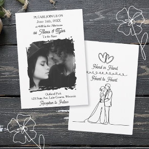 Convite Mão na Mão, Coração a Coração Foto de Casamento