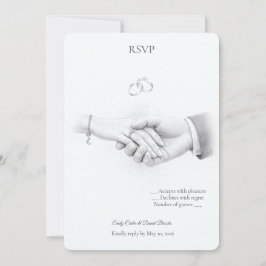 Convite Mão na Mão Minimalista Romântico RSVP
