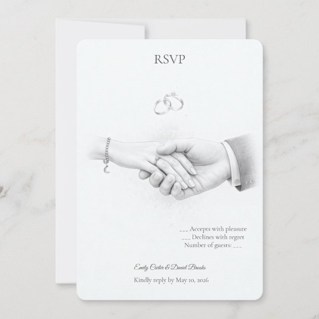 Convite Mão na Mão Minimalista Romântico RSVP (Frente)