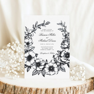 Convite Mão Negra Elegante Desenhada Fúria Em Casamento De
